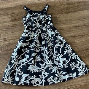 NWT Talbots leopard jungle print black & white fit & flare midi dress. Size 10